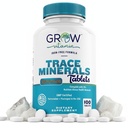 [BRSW2GANPMJWKFLL] grow vitamin Trace Minerals Enhanced Complex - Complete with 70+ Nutrient-Dense Health Mineral - 100% Natural Ingredients - 100 Tablets