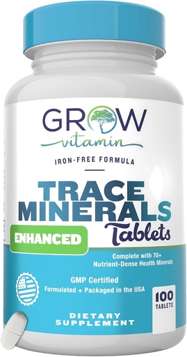 [BRSW2GANPMJWKFLL] grow vitamin Trace Minerals Enhanced Complex - Complete with 70+ Nutrient-Dense Health Mineral - 100% Natural Ingredients - 100 Tablets