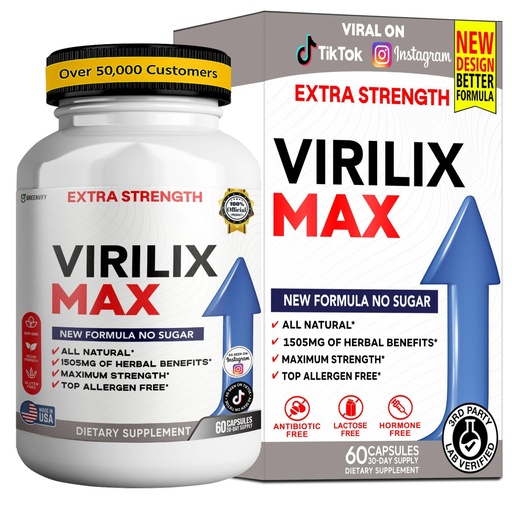 [BRSRGCDRA4BAGETD] Virilix MAX Dietary Supplement, Herbal Blend, Organic Maca Root, Vegan, Gluten Free, 60 Capsules (2)