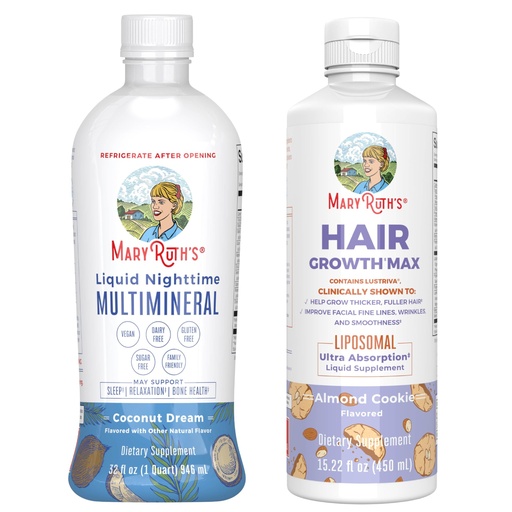 [BRSRACQYBMCAAALD] MaryRuth's Liquid Nighttime Multimineral (Coconut, 32oz) & Hair Growth Max Liposomal (Almond Cookie) | Clean Label Project Verified® | Sugar-Free, Vegan | Bedtime Routine, Beauty, Hair Skin Support