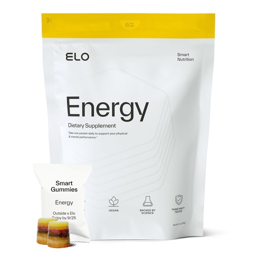 [BRSREZQTOIMQM23H] Elo Nootropic Energy Gummies for Focus & Mental Clarity | Citicoline, Ashwagandha & CoQ10 | Caffeine-Free, Jitter-Free, Sugar-Free | Vegan, Non-GMO | 28 Servings
