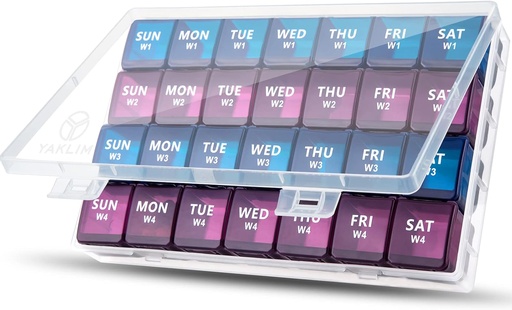 [BRSWYGITBYIRUAIU] XL Monthly Pill Organizer 1 Time a Day, 4 Week Pill Case Compartments, Yaklim Weekly Vitamin Organizer Extra Large, Medicine Container for Daily Pill Keeper