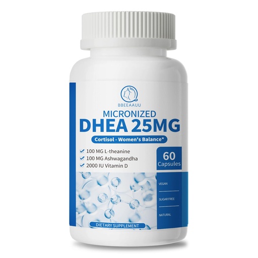 [BRSREAY5CABBEYDF] 2 Pack DHEA Supplement for Women 40+ and Men, Supports Hormones*Balance, DHEA 25mg (Capsule-in-Capsule), with L-Theanine, Ashwagandha, Vegan, Non-GMO, Gluten-Free, Soy-Free, 60 Capsules