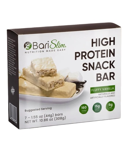 [BRSRACYCDEFG2DI4] BariSlim High Protein Snack Bar for Bariatric Patients - Nutrient Rich Snack for Post-Surgery Wellness - Ideal for Weight Loss Maintenance & Daily Nutrition | Fluffy Vanilla Bar (13 oz)