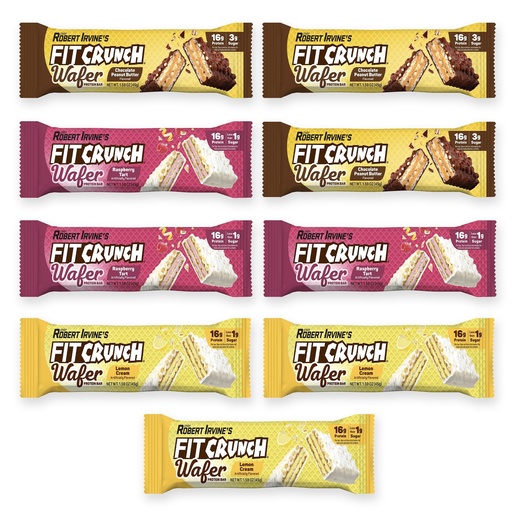 [BRSRABQ7B4CRGDTO] FITCRUNCH Wafer Protein Bars, 16g of Protein & 1-3g of Sugar (9 Bars, Variety Pack)