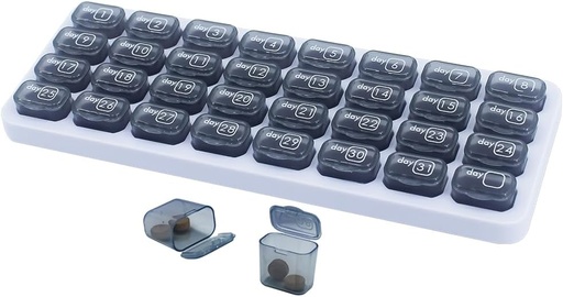 [BRSROEIKCB6BUGTX] Monthly Pill Organizer, Large Travel Pill Box 31 Day, Daily Pill Case, Pill Holder Container for Vitamin, Medicine, Supplement, Fish Oil, Grey