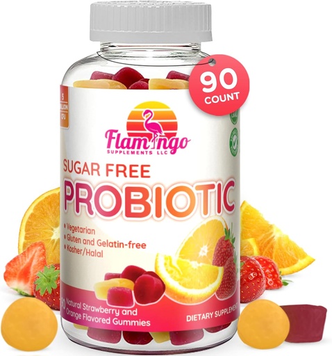 [BRSWGYYTA4FW2FLU] Probiotic Gummies Sugar Free- 3 Billion CFU Reduce Gas, Bloating - Probiotics for Women, Kids and Mens Probiotic- Bacillus Coagulans- Natural, Vegan, Vegetarian, Kosher, Halal –90 Gummy Probiotics
