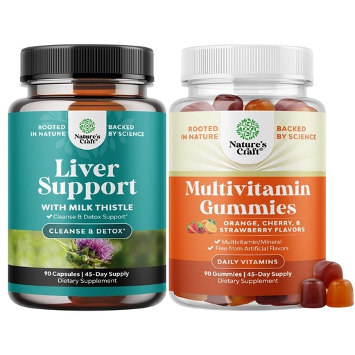 [BRSRECA7BMCWKDLO] Bundle of Liver Cleanse Detox & Repair - Silymarin Milk Thistle Dandelion Root Choline Beetroot Artichoke Extract and Multivitamin Gummies for Adults - Halal Multivitamin Gummy with B12 Biotin