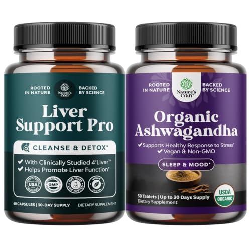 [BRSRGCYTB4HAM2D3] Bundle of Pro Liver Support Supplement - 2X More Effective than Milk Thistle - Cleanse Detox & Repair Support and High Strength Ashwagandha Supplements - Ashwagandha Tablets for Mood & Hormone Balance