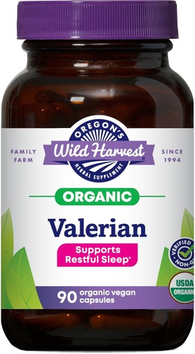 [BRSWIYQPCJ6AOCDM] Oregon's Wild Harvest, Certified Organic Valerian, Herbal Aid, 900 mg, 90 Count