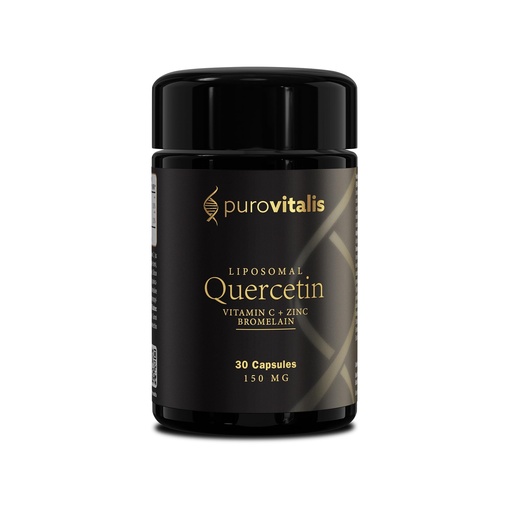 [BRSRAAQLBF5WECDJ] PUROVITALIS Liposomal Quercetin 150mg, with Bromelain, Vitamin C & Zinc, 99% Purity, Immune Support Supplement, 1-Month Supply (30 Vegan Capsules)