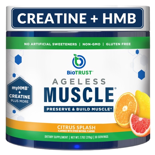 [BRSREFQ7OIFRYCDB] BioTrust Ageless Muscle Builder - Creatine HMB Powder with Vitamin D3 & Betaine - Build & Preserve Naturally Declining Muscle Mass & Strength - Citrus Splash, 30 Servings