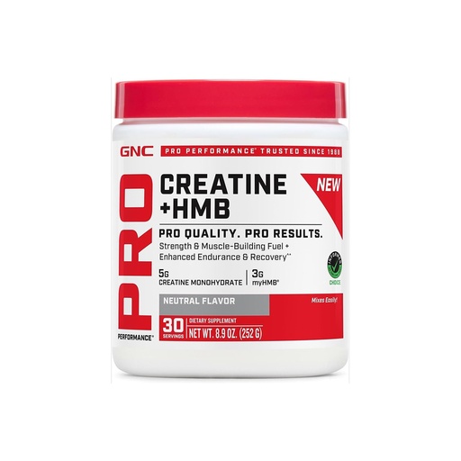 [BRSRGFAODN5BAALU] GNC Pro Performance Creatine Monohydrate + HMB - Micronized Creatine Powder for High-Intensity Workouts - Easy-Mix Powder - Informed Choice Certified - Gluten-Free & Soy-Free - 30 Servings
