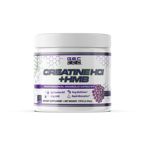 [BRSREEA2AEHQYF33] Creatine HCl + HMB for Athletes – Performance & Recovery Formula – 2g Creatine HCl, 2.5g HMB – Fast Absorption, No Bloat, No Loading – 30 Servings – GEC (Standard, Sour Grape Candy)
