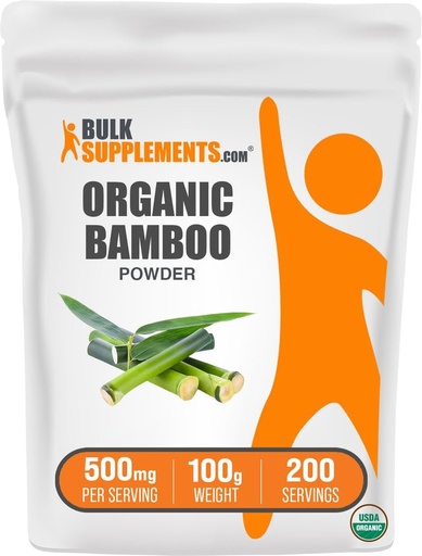 [BRSROFALAQGRAGT4] BulkSupplements.com Organic Bamboo Powder - Silica Supplements, Bamboo Supplement, Gluten Free - 500mg per Serving, 100g (3.5 oz) (Pack of 1)