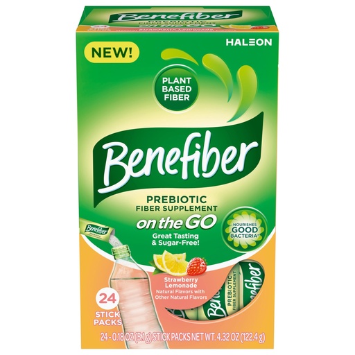[BRSRA237BMBQ2G3J] Benefiber Fiber Supplement, Strawberry Lemonade, On The Go Stick Packs, 24 Count
