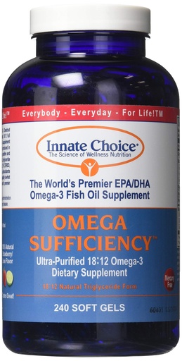 [BRSWIYL5BAOGGFDU] Fish Oil Capsules, Omega Sufficiency by Innate Choice, Strawberry Lime 240 Capsules