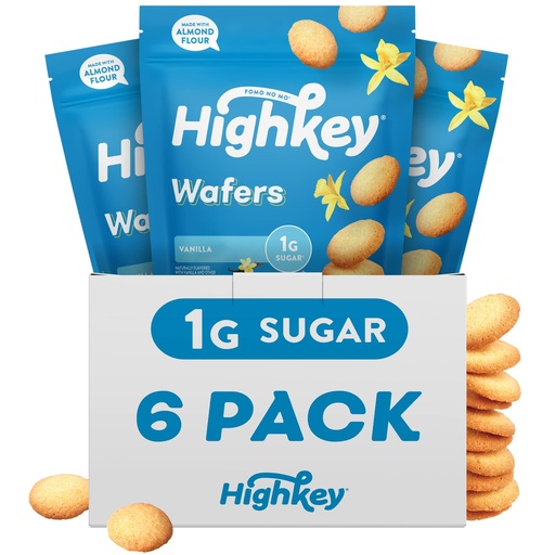 [BRSRMAI3A4ORAAYU] HighKey Gluten Free Vanilla Wafer Cookies - 6Pack Low Carb Keto Snack Sugar Free Dessert Diabetic Snacks Healthy Diet Friendly Food Sweet for Adults Almond Flour Cookie Zero Sugar Added Treat