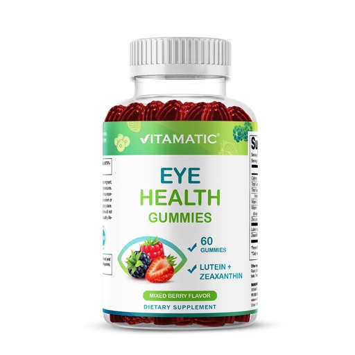 [BRSREZY7C4GRS2D6] Vitamatic Eye Health Gummies with Lutein, Zeaxanthin, Vitamin C, E & Zinc – Mixed Berry Flavor – 60 Gummies –Non-GMO, Gluten-Free