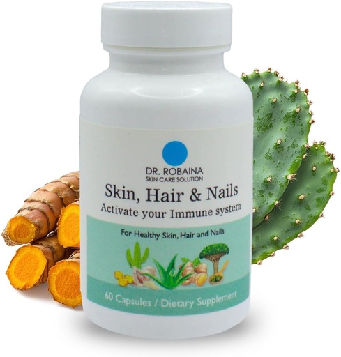 [BRSWY2QHOAORUYD3] Dr. Robaina Skin Care Solution - Skin, Hair & Nails Capsules - Immune Support - 60 Dietary Supplement Capsules