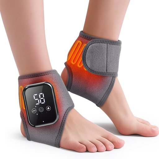 [BRSRGHYODJ5BOCLD] WoloyHeatie 2PCS Foot Massager for Neuropathy, 3-in-1 Cordless Foot and Ankle Massager for Heel, Arch & Ankle Relief, 2000mAh Rechargeable, Gray