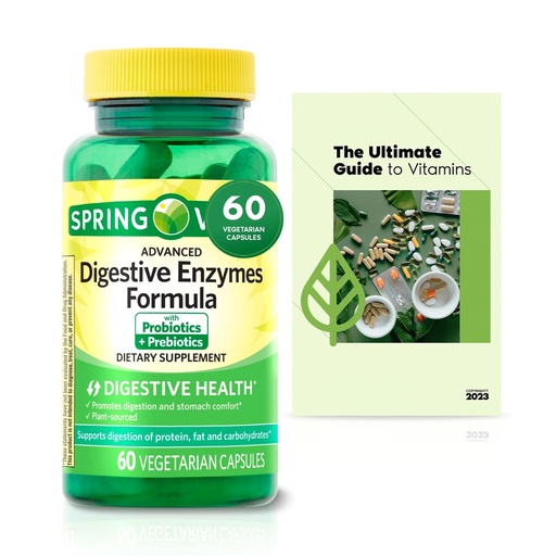 [BRSREEI5OQDQMC3O] Sprin Val-Ley Advanced Formula Digestive Enzymes Vegetarian Capsules for Digestive Health, 60 Count, 2 Months Supply + Exclusive Vtmx Vitamin Guide (2 Items)
