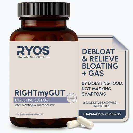 [BRSRGZAOBENQ2DTP] Digestive Enzymes for Bloating & Gas Relief – Debloat Pills for Women & Men – 6 Enzymes + 3 Probiotics – Gut Health & Digestion Supplement – RIGHTmyGUT Daily Digestive Support – 60 Vegan Capsules