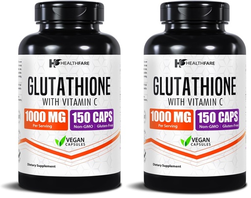 [BRSREALYA4NQICY2] Healthfare Liposomal Glutathione Supplement 1000mg | Reduced GSH Antioxidant | Immune & Detox Support | 150 Vegan Capsules | High Absorption | Non-GMO, Gluten-Free | Made in USA (Pack of 2)