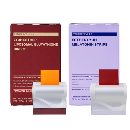 [BRSRGC3RBUFQ4A3F] ESTHER FORMULA Night Reset Duo — Glutathione Strips (30 ct) & Melatonin Strips (30 ct) | Fast-Absorbing Oral Sleep Strips | Melatonin Sleep Aid, Fall Asleep Faster, Stay Asleep Longer, Antioxidant Sup