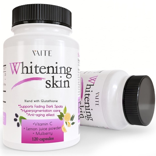 [BRSWYGQFC54GM33B] VAITE Glutathione Whitening Pills - Dark Spots & Acne Scar Remover - Vegan Skin Bleaching Pills with Anti-Aging & Antioxidant Effect - 120 Capsules