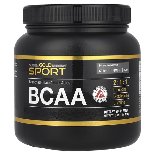 [BRSWGYAEOQJRE2TX] California Gold Nutrition Sport, BCAA Powder, AjiPure®, Branched Chain Amino Acids with L-Leucine, L-Isoleucine and L-Valine, 1 lb (454 g)