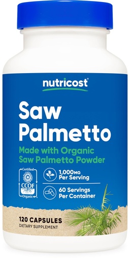 [BRSW2EAOOAFWYHY6] Nutricost Saw Palmetto 1000mg, 120 Capsules - CCOF Certified Made with Organic Saw Palmetto, Vegetarian Friendly, 60 Servings, 500mg Per Capsule, Gluten Free