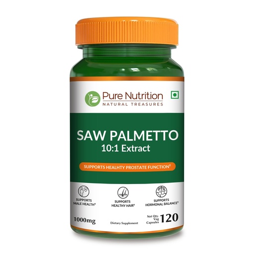 [BRSRAHAPCAIQGYA4] Pure Nutrition Saw Palmetto 10:1 Extract, 1000mg per Serving of 2 Caps | 120 Veg Caps | Prostate Support | Prostate Supplement for Men