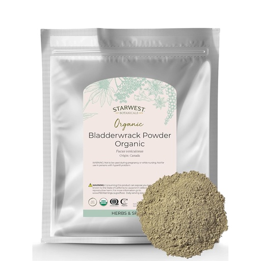 [BRSWIHAGPIAGED3C] Starwest Botanicals Dried Bladderwrack Organic Powder - Natural Seaweed Herb, Source of Iodine, Potassium, Zinc, Calcium, Vitamins A & C, Certified Kosher, Non-GMO - Bulk 1 lb Bag