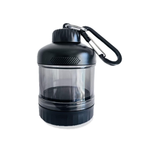 [BRSRGBANCMNBG33K] Portable Protein Powder Travel Container to Go with Carabiner & Keyring, Protein Powder Holder for Powders Mixes, PreWorkout and Shaker Bottle