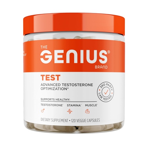 [BRSWGYD4PJ7GE2Y3] Genius Test, Advanced Testosterone Booster for Men - Natural Stamina, Endurance, Energy & Strength Enhancing Supplement - Lean Muscle Builder, Brain & Libido Support Male Supplements, 120 Veggie Pills