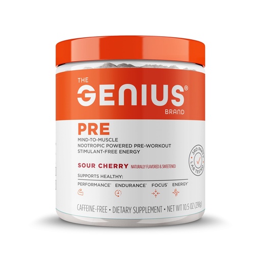 [BRSRMBQTDN7AKALA] The Genius Brand Genius Pre - Clean Pre-Workout Powder for Energy, Focus & Fitness Support - Made with Flavors, Colors, and sweeteners from Natural Sources - Non-GMO - 20 Servings - Sour Cherry