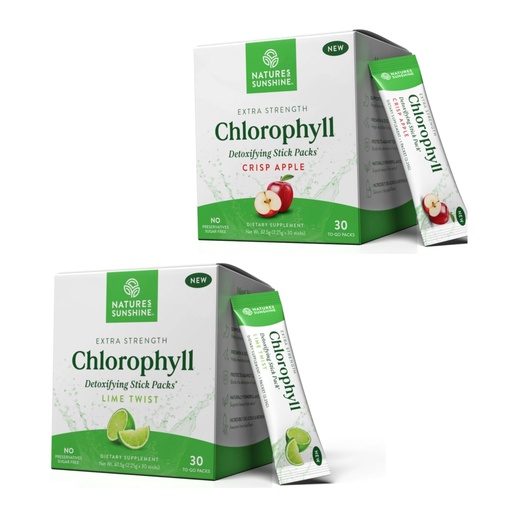 [BRSREHD5DF7A2GTG] Nature's Sunshine Chlorophyll Stick Pack Duo (60 to-Go Sticks) – Detox & Gut Health Support in Convenient Stick Packs (Lime Twist & Crisp Apple Flavors)