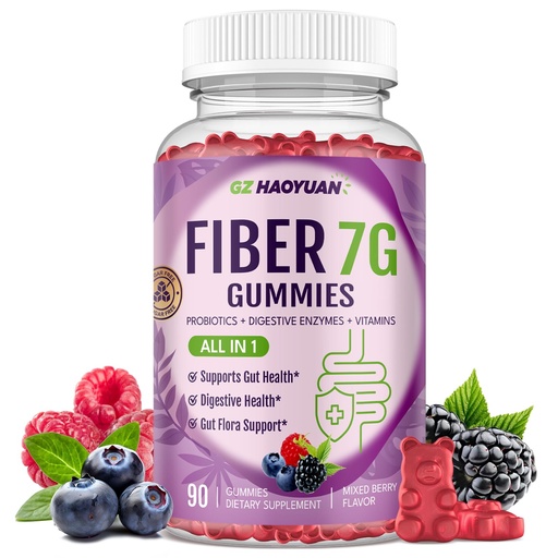[BRSREFQ6CB6RAGTH] Fiber Gummies for Adults - Sugar Free Fiber Supplement 7g All in 1, Probiotic 60 Billion CFU & Prebiotic with Digestive Enzymes, Inulin, Psyllium, Vitamin, Support for Gut & Digestive Health, 90 Ct