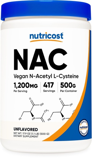 [BRSWGEACPIIGE3D5] Nutricost N-Acetyl L-Cysteine (NAC) Powder 500 Grams - Vegan NAC, Non-GMO, Gluten Free