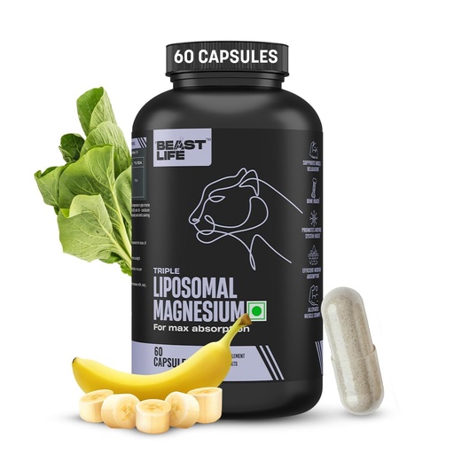 [BRSREFL2OYHQ2FA7] BeastLife Triple Liposomal Magnesium | 3-in-1 Formula with Magnesium Glycinate, Magnesium Oxide & Liposomal Magnesium Oxide | Maximum Absorption | Supports Sleep, Stress & Mood | Muscle, Bone & Nerve Health | 60 Capsules