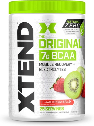 [BRSWGAYKPMIBYCIZ] Xtend Natural Zero BCAA Powder Strawberry Kiwi Splash | Free of Artificial Sweeteners, Flavors, and Chemical Dyes | Post Workout Drink with Amino Acids | 7g BCAAs | 25 Servings