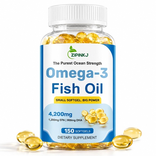 [BRSRGBIFOZ5BO33B] Omega-3 Fish Oil Supplements 4200mg– Triple Strength, Mini Softgels, High Purity EPA & DHA for Brain, Heart & Eye Health, Wild-Caught, Burpless, Non-GMO, Third-Party Tested | 150 Softgels
