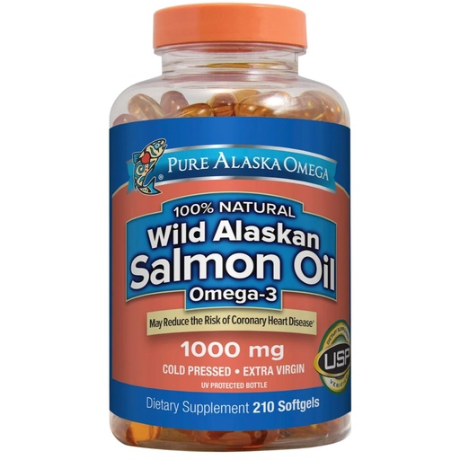 [BRSRAADQCN4BQD3B] Omega-3 Wild Alaskan Salmon Oil 1000mg Softgels - Omega 3, Wild Alaskan Fish Oil, Softgels, Salmon Oil for Humans - 210 Count (Pack of 1)