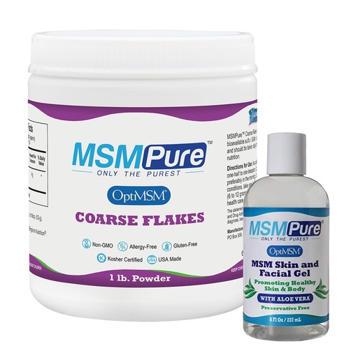 [BRSROGIQARYQAFAZ] KALA HEALTH MSMPure MSM Coarse Flakes 1lb and MSM Gel with Organic Aloe 8oz Bundle