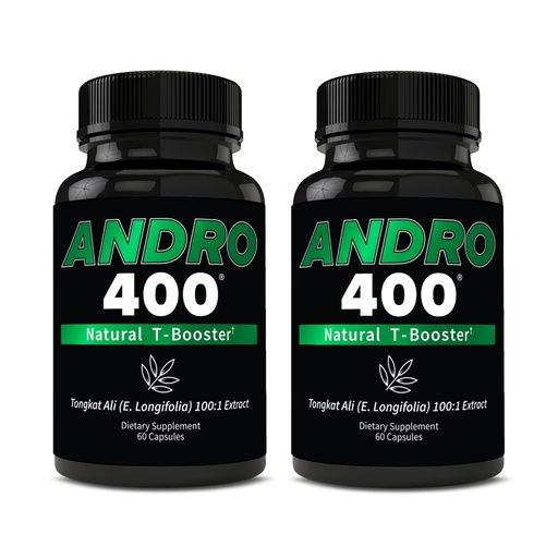 [BRSREBQDPMGQ2G33] Andro400 Natural T Booster Supplements for Men – Traditional Tongkat Ali (Eurycoma Longifolia) 100:1 Extract – Herbal Formula for Energy, Stamina, & Metabolic Support – 2 Packs, 120 Capsules