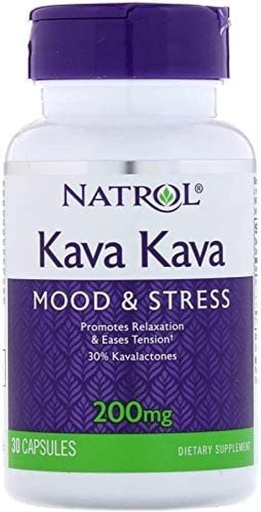 [BRSWIYYMOJ5BK3L2] Natrol Kava Kava Capsule, 200 Mg - 30 per pack - 3 packs per case.