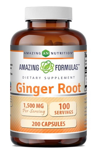 [BRSROH37C4CAK3D7] Amazing Formulas Ginger Root 4:1 Supplement | 1500 Mg Per Serving | Capsules Supplement | Non-GMO | Gluten Free | Made in USA (1 Pack | 200 Count)