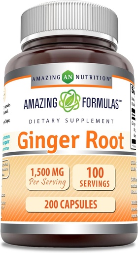 [BRSROH37C4CAK3D7] Amazing Formulas Ingveri juur 4: 1 täiendus | 1500 Mg Serving | 200 Kapslite täiendus | Mitte-GMO | Gluteenivaba | Valmistatud USA-s