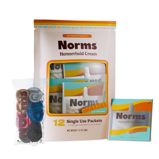 [BRSREFL7CIAWAC3B] Norms Squeezies Lidocaine Hemorrhoid Cream, Discreet Single Use Travel Packets, 5% Lidocaine, Phenylephrine, Aloe and Glycerin – Numbing, Soothing & Swelling Relief On the Go, 12 Count